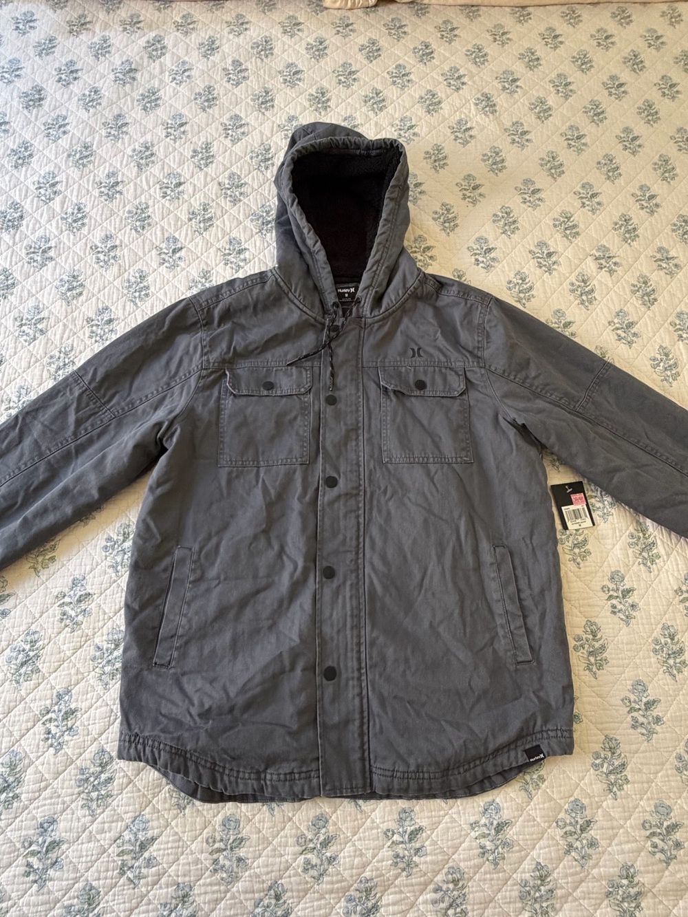 Hurley Men's Hooded Field Jacket in Gray